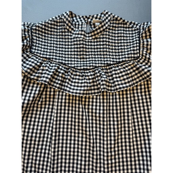 A New Day Gingham Checked‎ Pintuck Yoke Ruffle 100% Cotton Long Sleeve Top XL - Picture 1 of 10